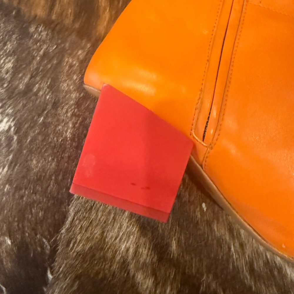 New Jacquemus Les Bottes Carré Ronds Orange Leather Over the Knee Boots - Picture 7 of 11